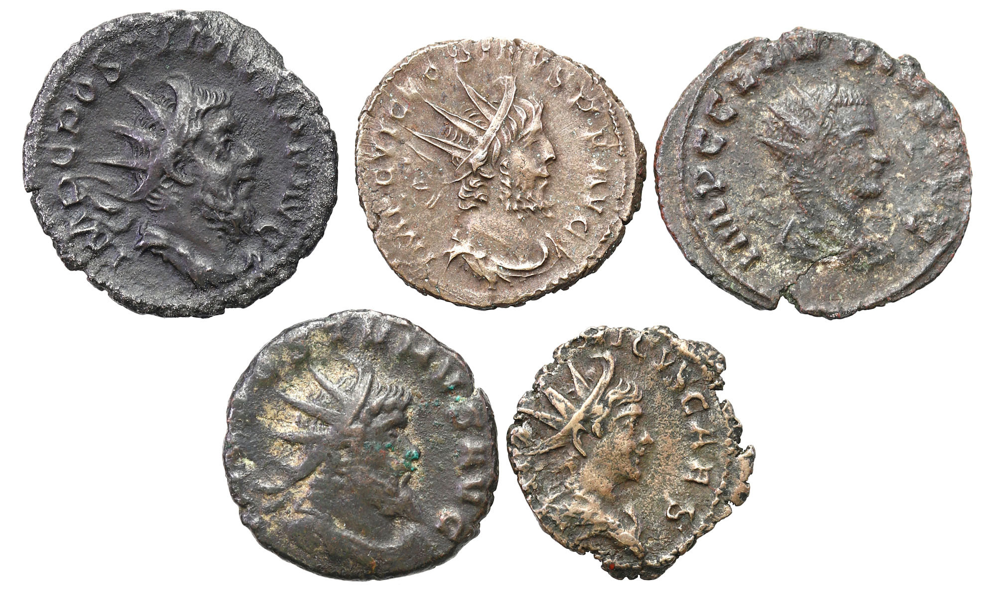 Cesarstwo Rzymskie, Antoninian bilonowy, III w. n. e., zestaw 5 sztuk